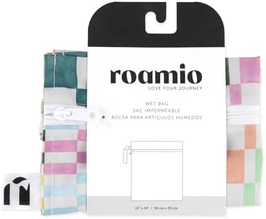 Bumkins Roamio Waterproof Wet Bag for Baby, Travel, Swim Suit, Cloth Diapers, Pump Parts, Pool, Beach, Gym Clothes, Toiletry, Hook to Stroller, Daycare, Zip Reusable Wetdry Packing Pouch, Multi Check - Image 6