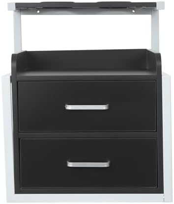 Wall Mount Styling Station,Salon Storage Station Cabinet with Drawers,Beauty Barber Salon Storage Organizer 2 Hair Dryer Holders for Hair Stylist,Barber Shop,Home (Black,Silver) - Image 7