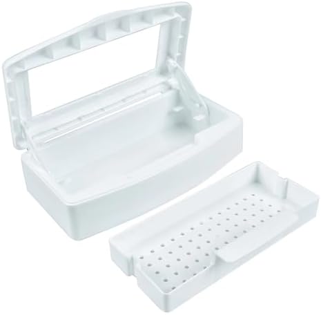 YoleShy Nail Tool Cleaning Box White Plastic Clean Container for Tweezers Esthetician Essentials Clean Jar for Hair Salon, Spa & Cutter Manicure Equipment-Nail Art Tool by YoleShy