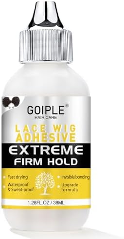 Goiple Wig Glue for Lace Front Wigs, Waterproof Lace Front Wig Glue for Wigs, Strong Hold Transparent Lace Adhesive for Hair Replacement Invisible Hair Bonding Wig Adhesive(1.28 fl oz) by Goiple