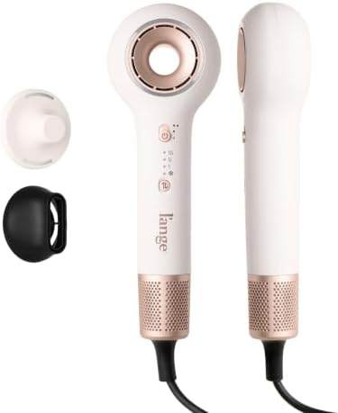 L’ANGE HAIR Axia HaloRing Ionic Hair Dryer | High Speed Professional Blow Dryer for Smooth, Frizz-Free Styles | Lightweight Brushless Motor with Concentrator & Wall Mount | 4 Heat Settings | Off-white by LANGEHAIR