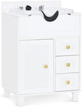 BarberPub Storage Shampoo Station with Bowl & Cabinet 7131 (All White) by BarberPub