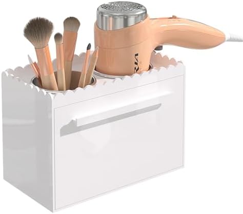 Scalloped 2 Cup Box Acrylic Hair Tool Organizer Wall Mount, Bathroom by PITBVO