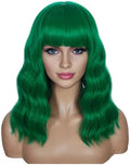 Sebast Pastel Bob Wigs with Bangs for Women Loose Wavy Wig Pastel Wavy Shoulder Length Bob Synthetic Cosplay Wig for Girl Colorful Costume Wigs (Neptune Green) by Sebast