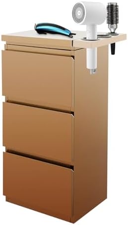 3-Drawer Barber Storage Cabinet - 201 Stainless Steel Hairdressing Tool Organizer with Hair Dryer Holder (17.9x11.8x32.7in) for Salon/Bathroom/Home (Rose Gold) by kunghei