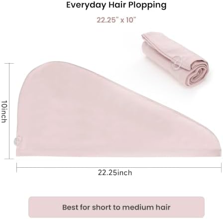 T-Shirt Hair Plopping Towel for All Textures - Cotton Blend Water Absorption Turban with Secure Button - Moisture Gentle Styling and Setting Wrap - Pink - Image 3