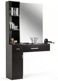 BarberPub Wall Mount Hair Styling Station with Mirror Beauty Salon Spa Equipment Set with 3 Hair Dryer Holders 3036 (Black) by BarberPub