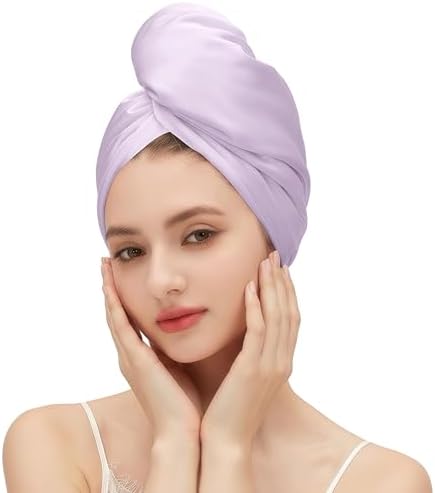 Satin Microfiber Hair Towel Wrap for Quick Drying & Anti-Frizz - Super Absorbent, Hair Turbans for Wet Hair, Ideal for Long, Short, Curly Hair (Light Purple) - Image 2