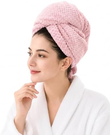 2 Pack Microfiber Hair Towel Wrap，Large quick-drying hair towel，29.5*11 in by Unknown
