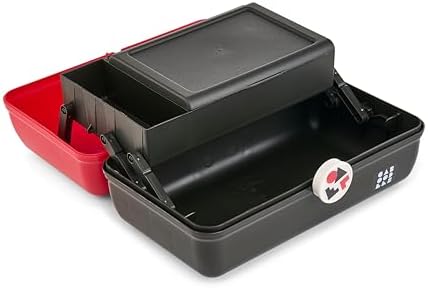 Caboodles School Spirit On-The-Go Girl Makeup Box, Red Over Black, Hard Plastic Makeup Organizer Box, Built-In Mirror, Secure Latch for Safe Travel, Spacious Storage for Large Items - Image 5