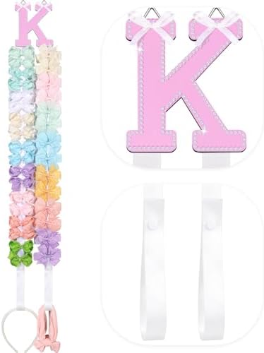 POVETIRE Letter Bow Holder Hair Bow Organizer, Ribbon Hair Clips Storage Hair Bows Hanging Baby Headband Holder Hair Accessories Organizer Display Decors Baby Nursery Toddler Girls Room-K by POVETIRE