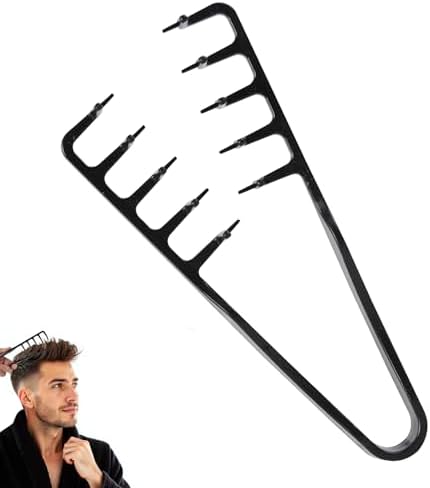Texture Comb,Volumizing Fluffy Texture Styling Comb,Men’s Voluminous Wide-Toothed Hair Comb,Wide-Tooth Texturizing Styling Tool for Volume & Fringe Parting,Textured Grip Tool for Men (Black) by Demarzily