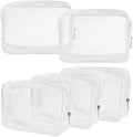 Wobe 5 Packs Clear Cosmetics Bag TSA Approved, PVC Zippered Toiletry Carry Pouch Portable Makeup Bag for Vacation Travel, Bathroom and Organizing Waterproof Makeup Vinyl Case (Medium, White) by Wobe