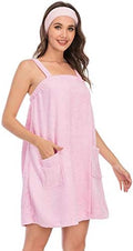 Veseacky Women Bath Wrap Towel for Womens Shower with Pocket Adjustable Spa Robe & Facial Headband by Veseacky