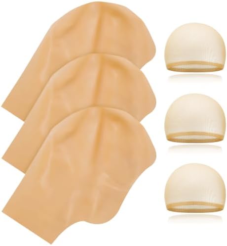 OCTERIC 2/4/6/8/10 Pcs Latex Bald Cap for Halloween, Realistic Bald Cover with Nylon Wig Cap for Cosplay Party Costume Makeup by OCTERIC