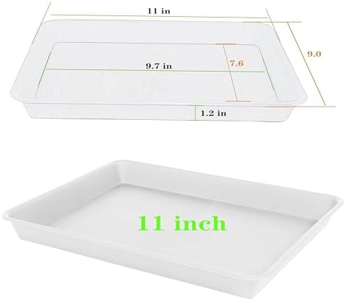 VUWEZ 4 Pack Plant Saucer Tray Rectangular, Plant Saucers for Indoors, Heavy Sturdy Plastic Plant Drainage Trays, Plant Drip Trays for Pots, Seed Starter Growing Tray (11 x 9, Creamy White) - Image 2