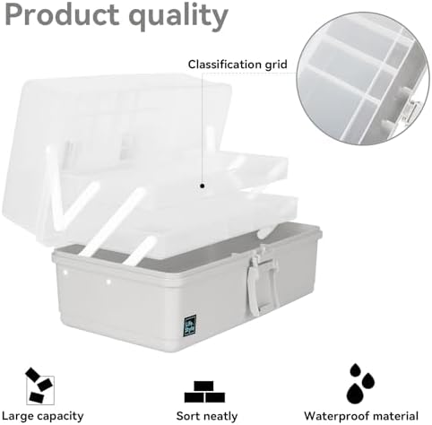 WEWLINE 3-Layers Plastic Portable Storage Box,Household Plastic Craft Supply Box with Handle,Multifunctional Storage Boxes for Children Student,Perfect for Home Office - Image 6