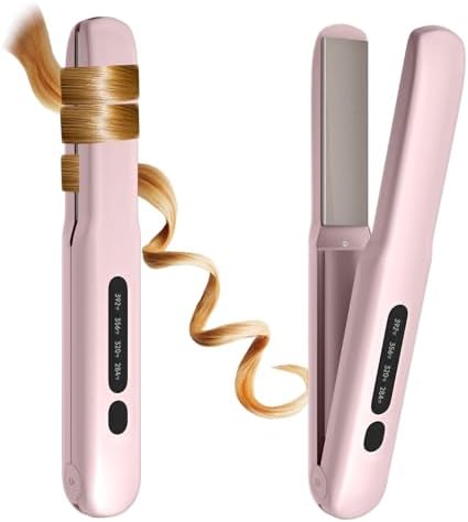 Cordless Hair Straightener, Portable Flat Iron for Travel, 2 in 1 Hair Styling Tools for straightening and Curling, Lightweight on-The-go by Unknown