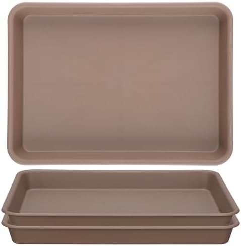 Brown Plant Saucers for Indoors, 11 Inch Heavy Duty Seedling Starter Trays No Holes, Pebble Tray for Plant Humidity(Set of 3) by GREANER