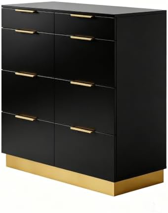 OmySalon Salon Station for Hair Stylist, Free‑Standing Barber Cabinet with 8 Drawers, Large Capacity Beauty Salon Hair Furniture for Barbershop Spa, Black Gold - Image 7