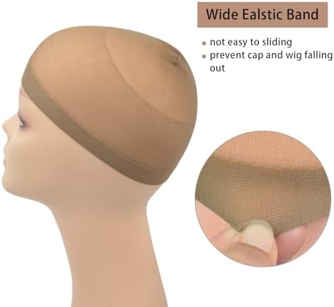 4 Pcs Wig Caps Stretchy Nylon Wig Stocking Caps for Women, Light Brown - Image 2