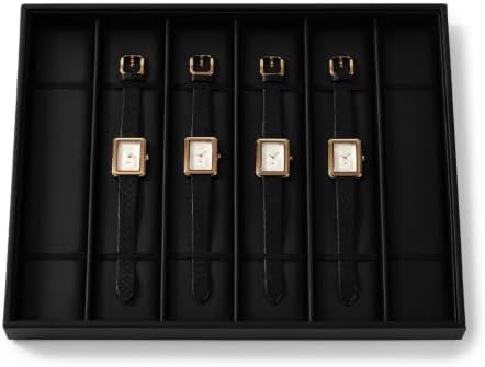 6 Slot Watch Tray, Watch Organizer for Drawer & Dresser Black by Papten