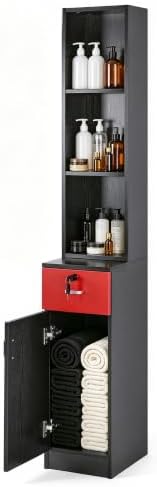 BarberPub Wall Mount Hair Styling Barber Station3036-1 (Red&Black) by BarberPub
