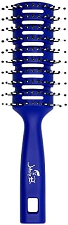 JOHNNY B. Professional Vented Hair Brush for Blow Drying & Detangling, Ball-Tipped Small Bristles, Grooved Handle (Blue) by Unknown