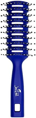 JOHNNY B. Professional Vented Hair Brush for Blow Drying & Detangling, Ball-Tipped Small Bristles, Grooved Handle (Blue) by Unknown