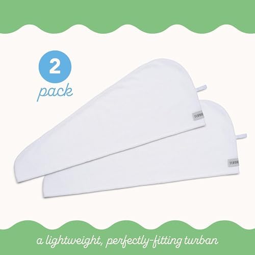 Turbie Twist Extra Long Microfiber Hair Towel, White & White (2 Pack) - Image 2