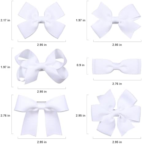 3-inch White Grosgrain Ribbon Hair Bows for Girls,12 pcs Handmade Alligator Clip Barrettes for Toddlers Kids Teens Babies,Her Everyday Hair Accessories,Secure Non-Slip Styling in Pairs - Image 6