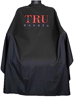 TRU BARBER Silicone neck cape, Professional Cape with Snap Closure Hair Salon Cutting Cape, Barber Cape, Barbershop cape, 50" x 58” (Blak/Red) by TRUBARBER