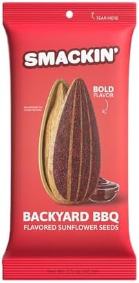 SMACKIN' Sunflower Seeds, Roasted Jumbo Small-Batch, American Made - Backyard BBQ. 1.5oz bags (6 Pack) by SMACKIN