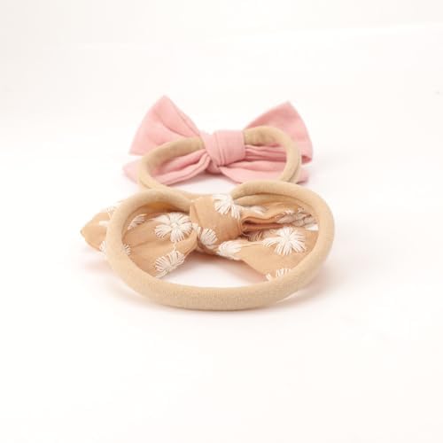 BQUBO Baby Girl Bows and Headbands Cute Headbands with Bow Nylon Hairbands Handmade Hair Accessories for Newborn Infant Toddlers 10 Pack - Image 4