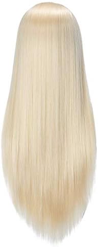 26-28'' Mannequin Head Synthetic Fiber Hair Styling Training Head Dolls for Cosmetology Manikin Maniquins Practice Head with Stand (6611W61320) - Image 6