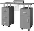 Manicure Table for Nail Tech, Nail Desk Table Station with Electric Dust Collector Side Cabinet 4 Drawers and Wrist Rest, Beauty Salon Nail Supplies Decor Workstation, Grey by Unknown