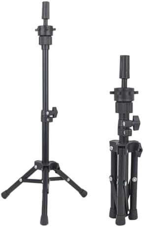 Wig Stand Tripod, Foldable Mannequin Head Stand, Adjustable Wig Head Stands Mannequin Heads Stands for Cosmetology Hairdressing Training (COLOR:black) - Image 2