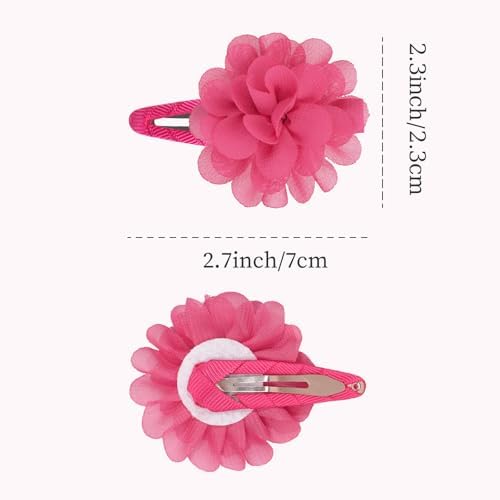 DED 24PCS 2.7" Chiffon Flower Hair Bows Clips for Girls Infants Toddlers - Image 2