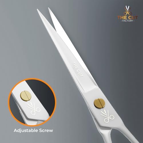 The Cut Factory- 6.5” Professional Hair Scissors - High Carbon 420 Stainless Steel Hair Cutting Scissors, Ultra-Sharp Barber Shears for Salon & Home (WHITE) - Image 2