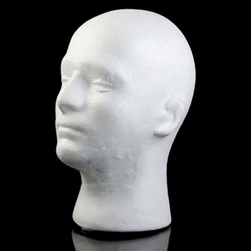 Male Foam Head Model, Foam Mannequin Head Model Wig Hair Hat Display - Male Mannequin Head Manikin Wig Glasses Hat Display Stand for Jewelry Wigs Scravat (White) - Image 3