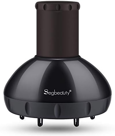Segbeauty Hair Diffuser for Curly Hair, Upgraded Adjustable Air Flow, Deep Bowl, Professional Salon Frizz-free Fast Dry Diffuser Attachment with 1.57"-1.97" Nozzle, Black by Segbeauty