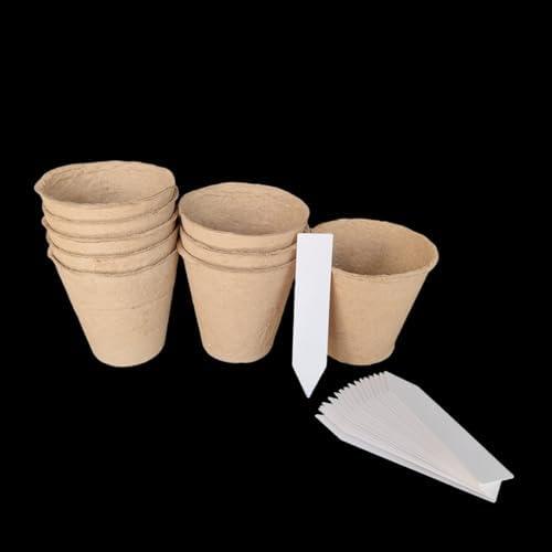 Jilukibo 100 Pack 3.15" Round Biodegradable Peat Pots, Seedling Starter Pots with Plant Labels, Paper Pulp Nursery Germination Cups for Herbs, Vegetables, Tomatoes & Flowers - Image 5
