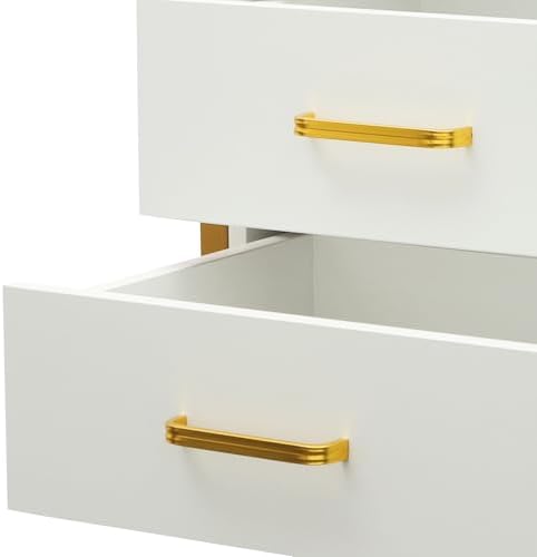 Suspended Salon Wall Cabinet with 2 Drawers & Hair Dryer Holder, Storage Cabinet for Hair Salon, Wall Mounted Styling Station, 15.75'' Wide Storage for Hair Salons, Spas, Home Use (Gold) - Image 5