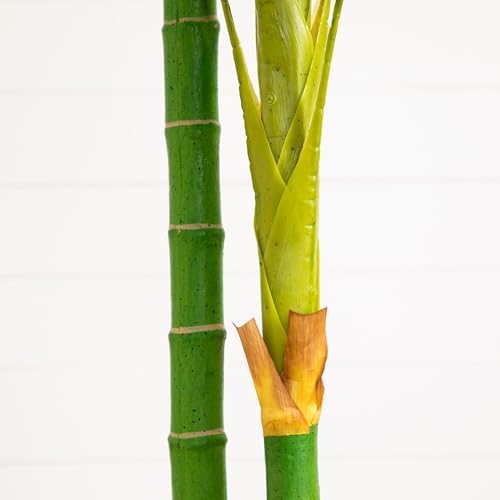 Nearly Natural 8 ft Artificial Golden Cane Palm Tree with Nursery Pot - Image 3