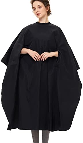 izzycka Professional Barber Cape With Armholes - Hands Free All Purpose 64"x56" Large Waterproof Salon Capes for Hair Stylist - Nylon Hair Cutting Cape For Hair Dye, Hair Color,Haircut - Black by izzycka