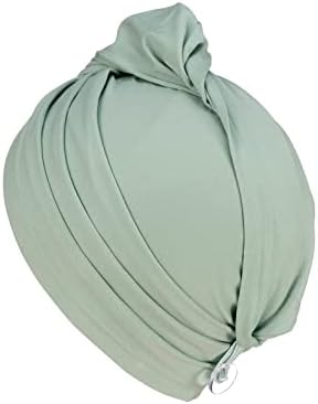 2 Pack T-Shirt Hair Plopping Towel for All Textures - Cotton Blend Water Absorption Turban with Secure Button - Moisture Gentle Styling and Setting Wrap - Sage & Pink - Image 4