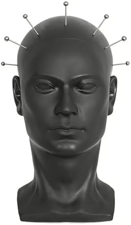 Black PVC Male Mannequin Head Professional Training Head Bald Manikin Head with Shoulder for Display Headphone Game Console Hats Wigs Jewellery Glasses Facemask Caps Model Head - Image 3