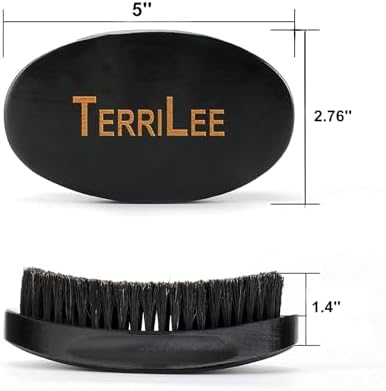Terrilee Premium Palm Wave Brush for Men 360 - Medium Hard Curved 360 Wave Hair Brushs - Made with Nature Beech & Nylon Boar Bristle Men's Hair Brush For Black Men 360 Wave Brush (Black) - Image 2
