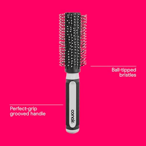 Conair Grip & Style Round Brush, Nylon Bristle Hair Brush for Blowout Styling, Ideal for Coarse, Curly, Wavy Hair, Color May Vary - Image 3
