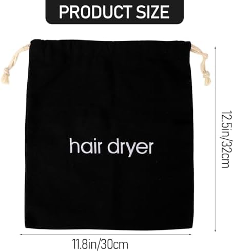 Hair Dryer Bag with Drawstring - Travel Container for Hair Tools, Use at Home, Gym, Hotels (Black) - Image 2